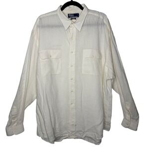 Vintage Polo Ralph Lauren 100% Linen Shirt Mens Size XXL Cream Double Pocket 90s